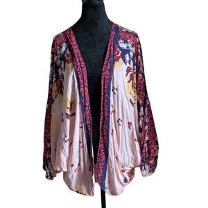 Saachi x Anthropologie Boho Whimsy Floral Kimono Wrap One Size Navy Multi
